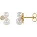 14K Yellow Cultured White Akoya Pearl & 1/8 CTW Natural Diamond Earrings