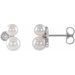 Sterling Silver Cultured White Akoya Pearl & 1/8 CTW Natural Diamond Earrings