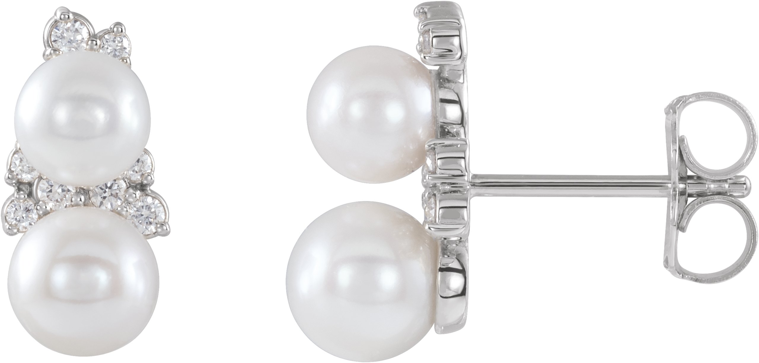 Platinum Freshwater Cultured Pearl and .10 CTW Diamond Ear Climbers Ref. 14653849