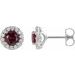 14K White 4 mm Lab-Grown Ruby & 1/8 CTW Natural Diamond Earrings