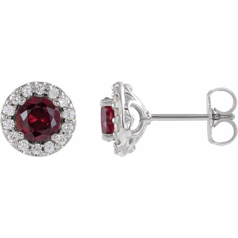 Round 4-Prong Halo-Style Earrings