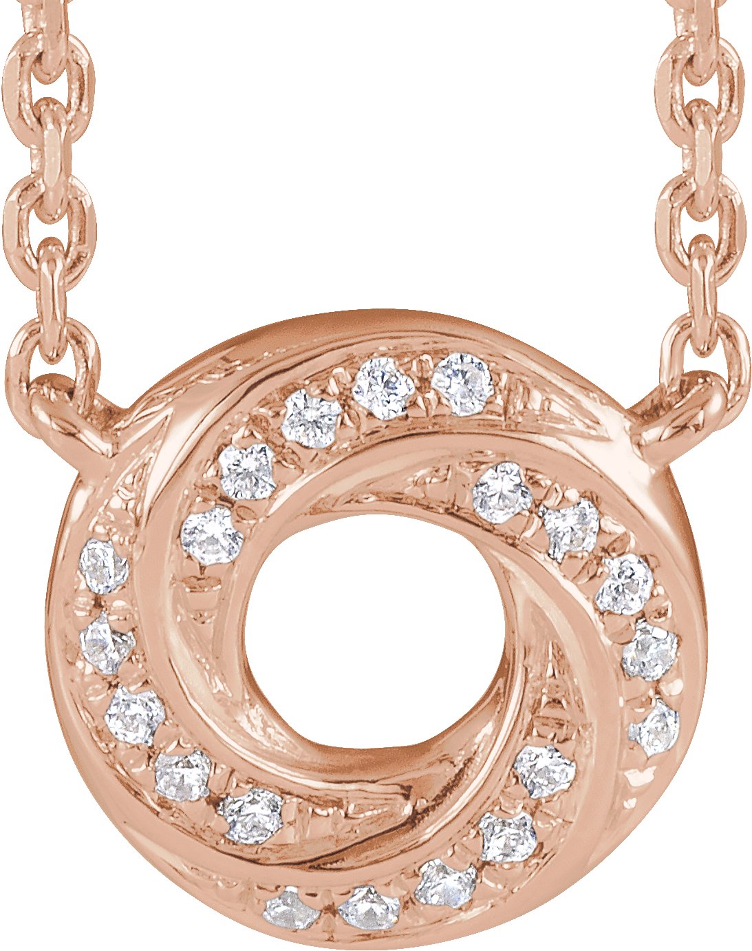 14K Rose .06 CTW Diamond Geometric 18" Necklace 