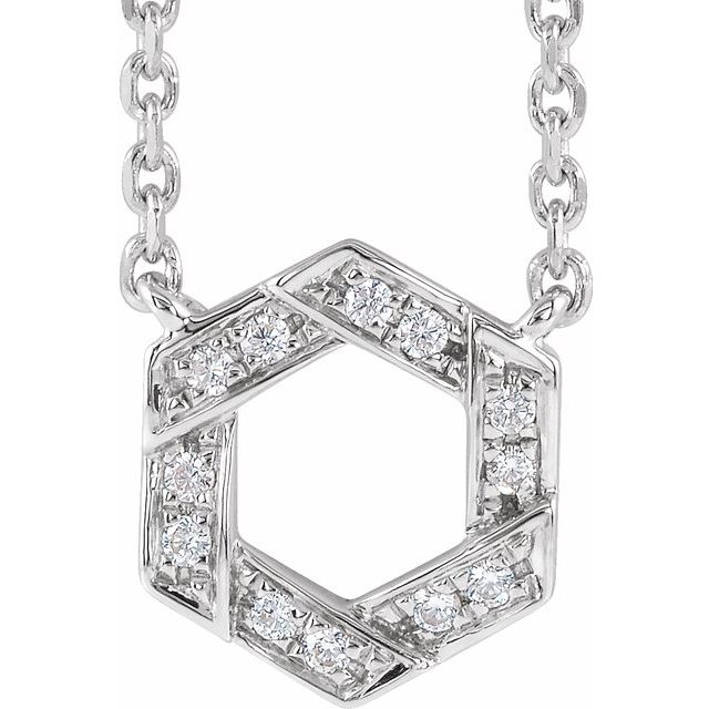14K White .06 CTW Diamond Geometric 16-18" Necklace  