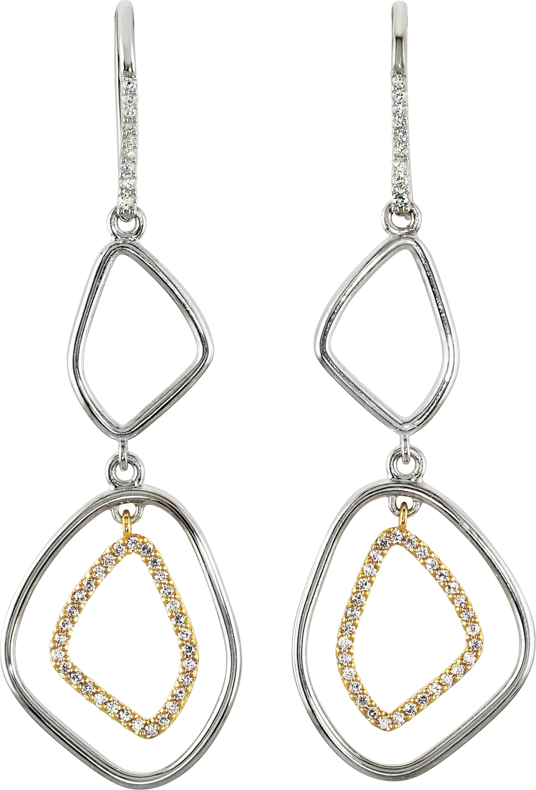 & 14K Yellow Gold 3/8 CTW Natural Diamond Open Silhouette Earrings view 2