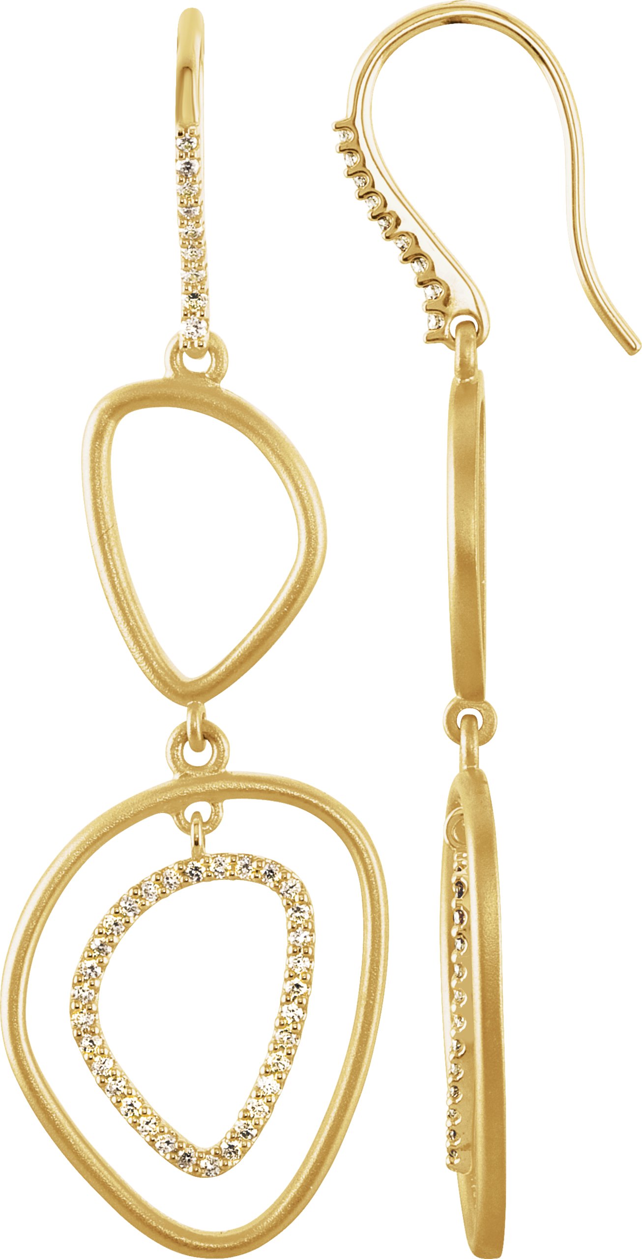 14K Yellow 3/8 CTW Natural Diamond Open Silhouette Earrings 