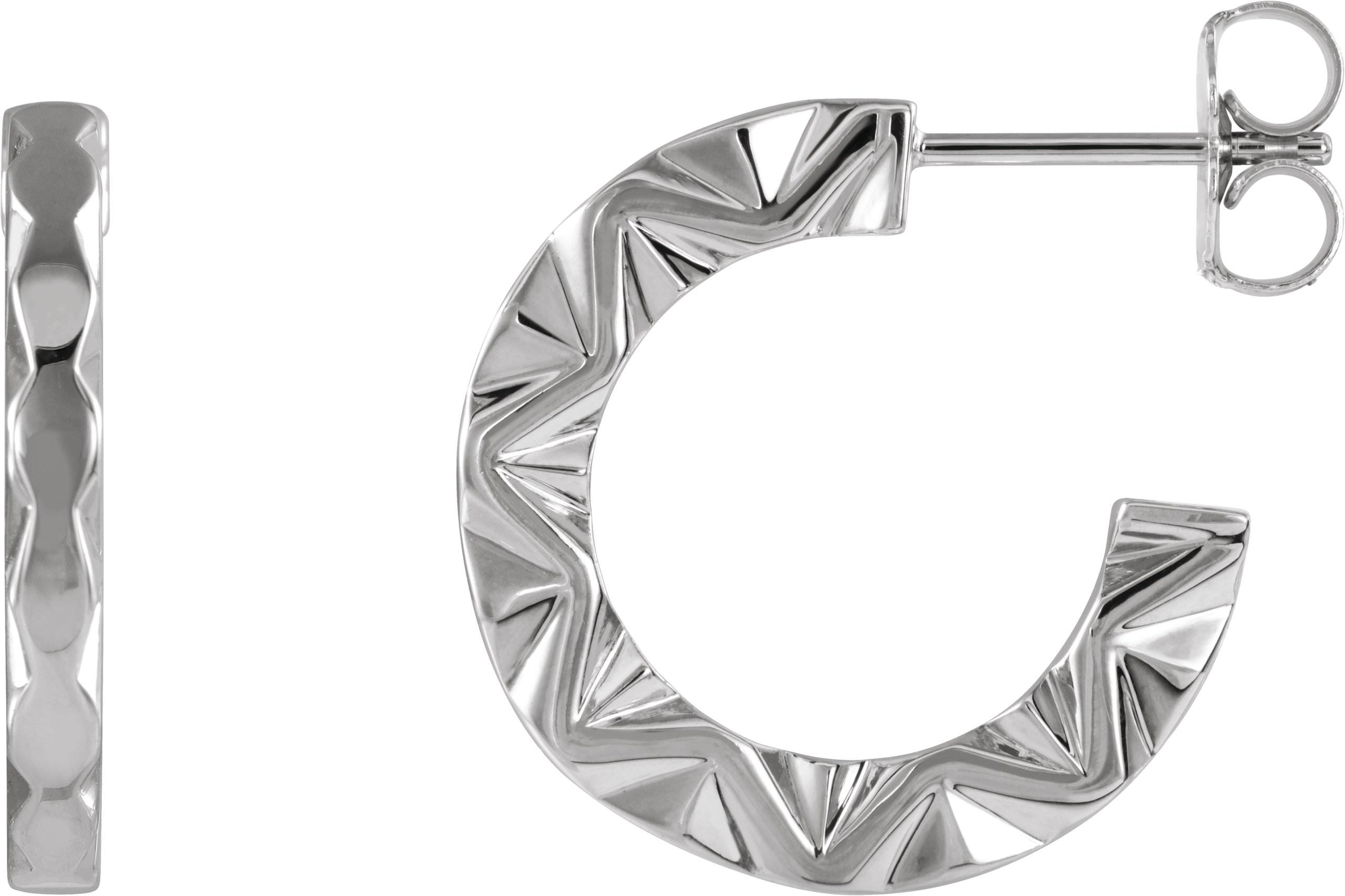 Sterling Silver Geometric 17.3 mm Hoop Earrings