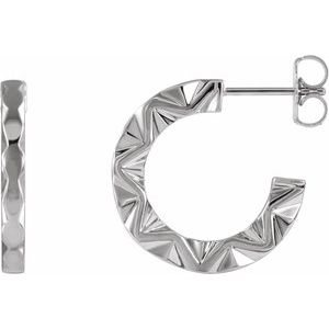 Sterling Silver Geometric 17.3 mm Hoop Earrings