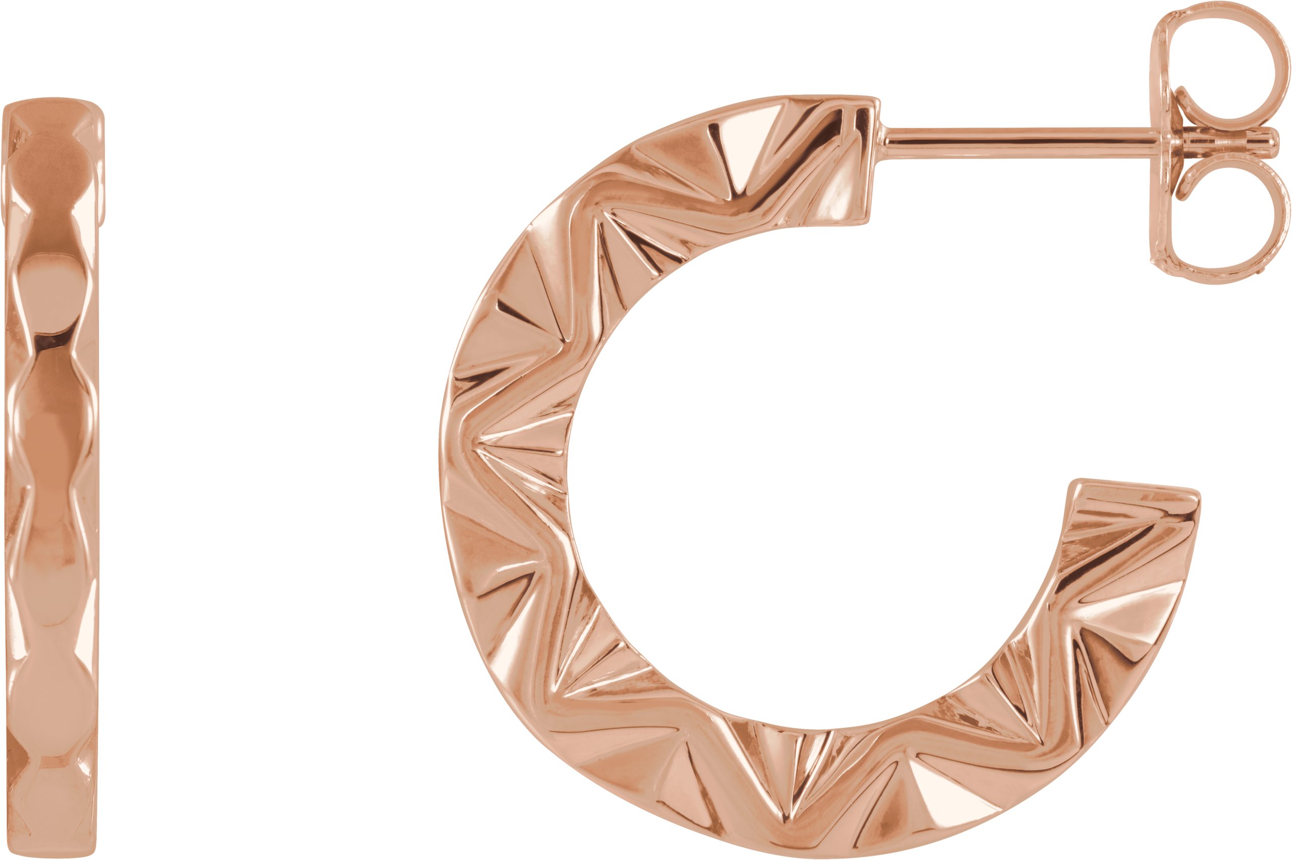 14K Rose Geometric Hoop Earrings  