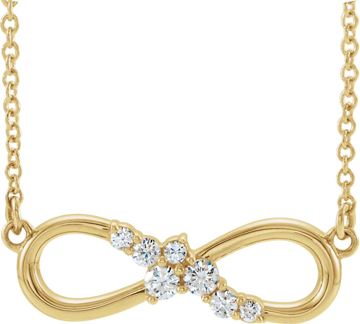 14K Yellow 1/8 CTW Natural Diamond Infinity-Inspired Bar 16" Necklace