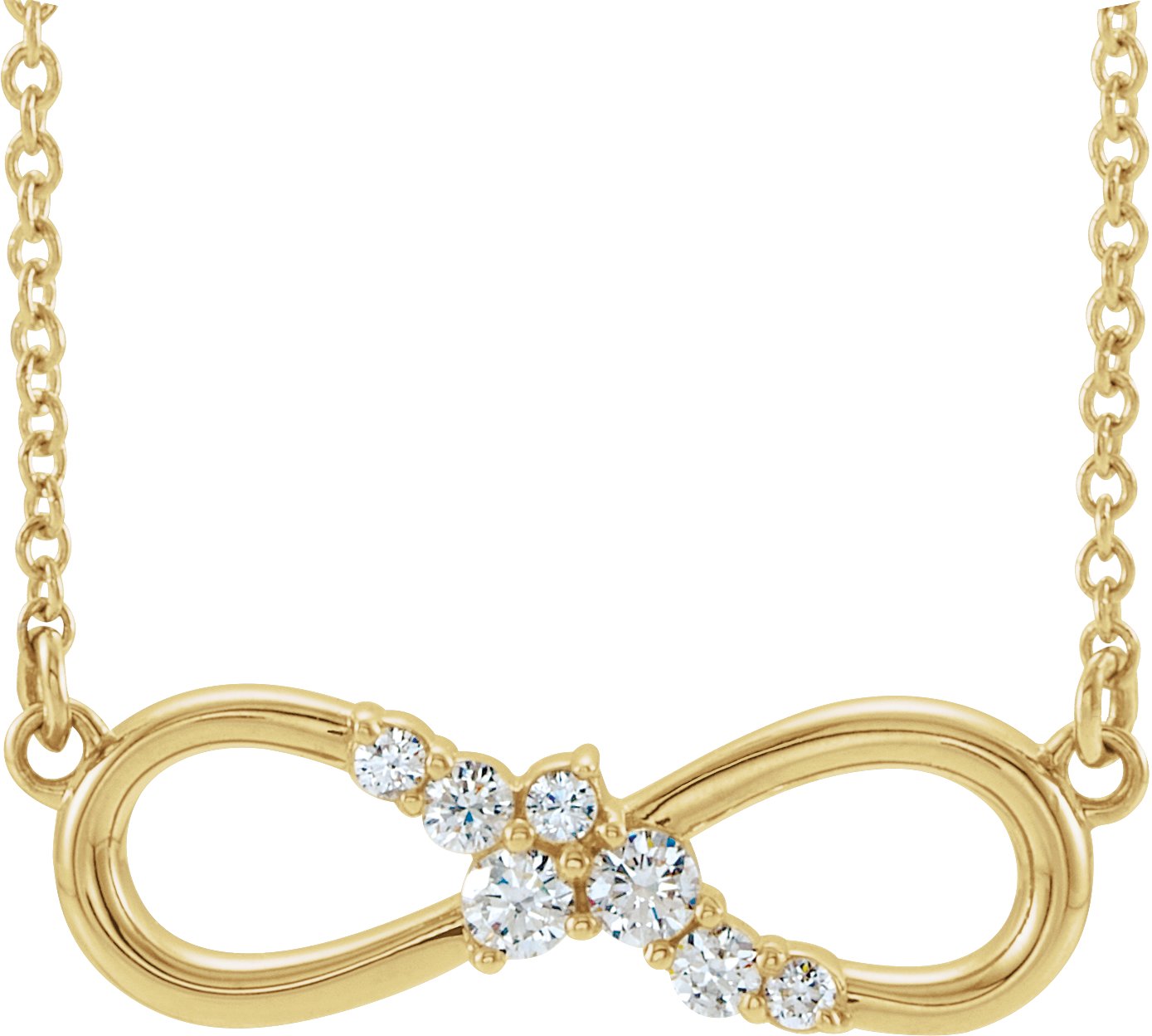 14K Yellow 1/8 CTW Natural Diamond Infinity-Inspired Bar 18 Necklace