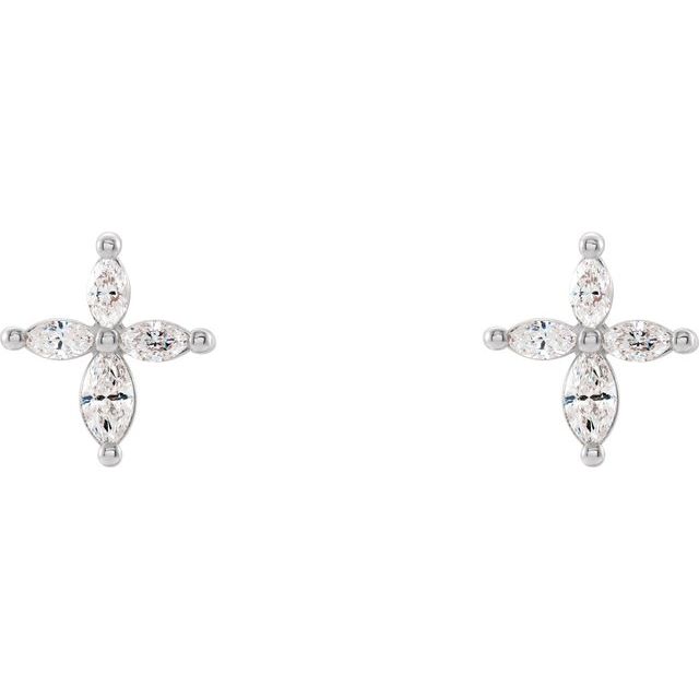 Sterling Silver 1/3 CTW Natural Diamond Cross Earrings 