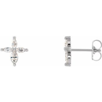 Sterling Silver .33 CTW Diamond Cross Earrings Ref. 14653085