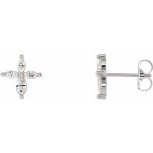 14K White 1/3 CTW Natural Diamond Cross Earrings 