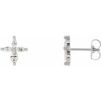 Sterling Silver 1/3 CTW Natural Diamond Cross Earrings 