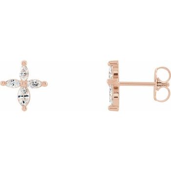 14K Rose .33 CTW Diamond Cross Earrings Ref. 14653083