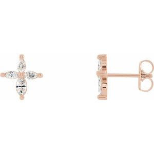 14K Rose 1/3 CTW Natural Diamond Cross Earrings 