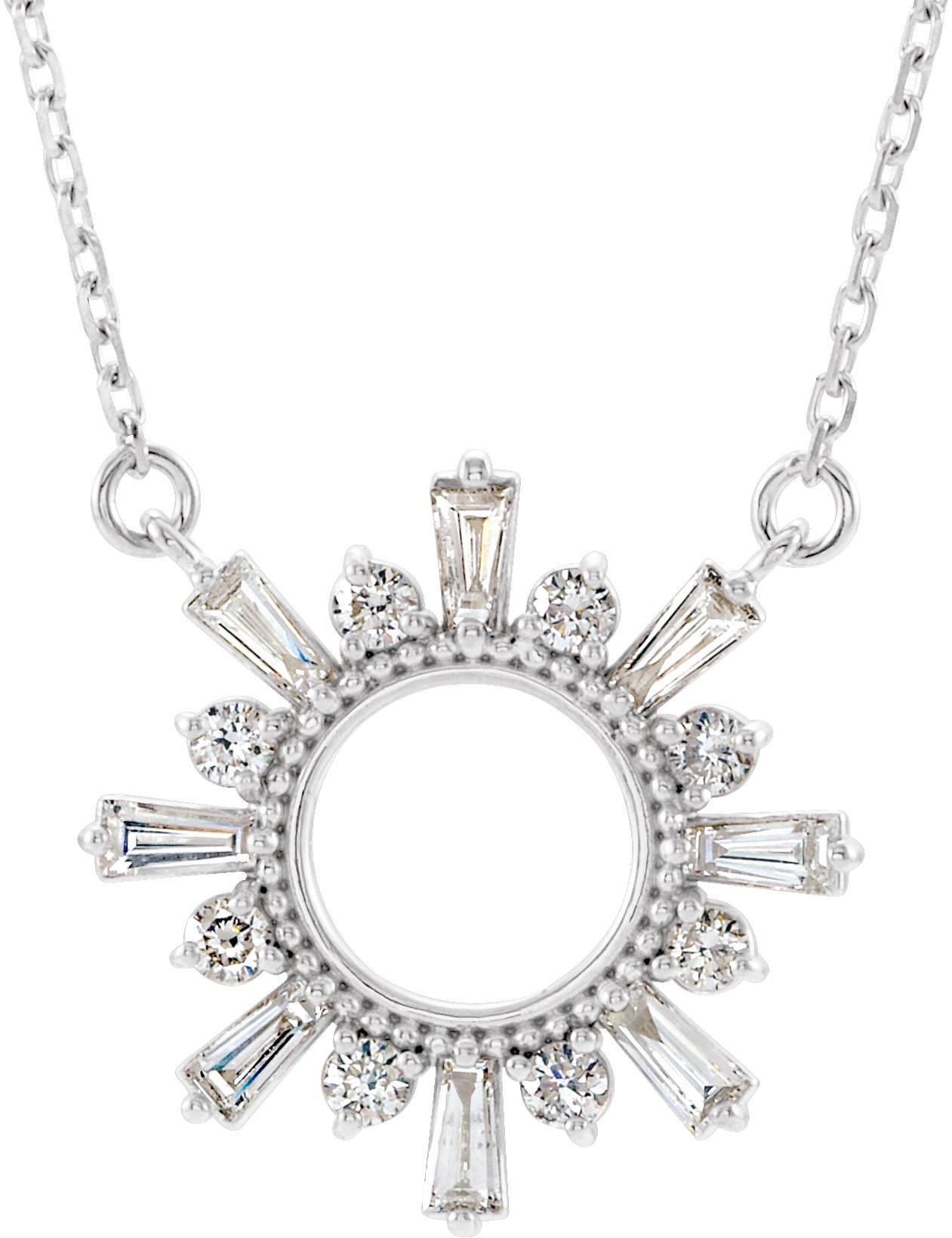 14K White 3/8 CTW Natural Diamond Circle 18" Necklace