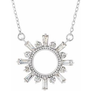 14K White 3/8 CTW Natural Diamond Circle 16" Necklace