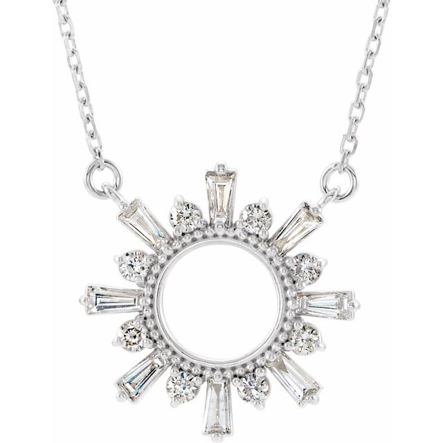 14K White 3/8 CTW Diamond Circle 18" Necklace