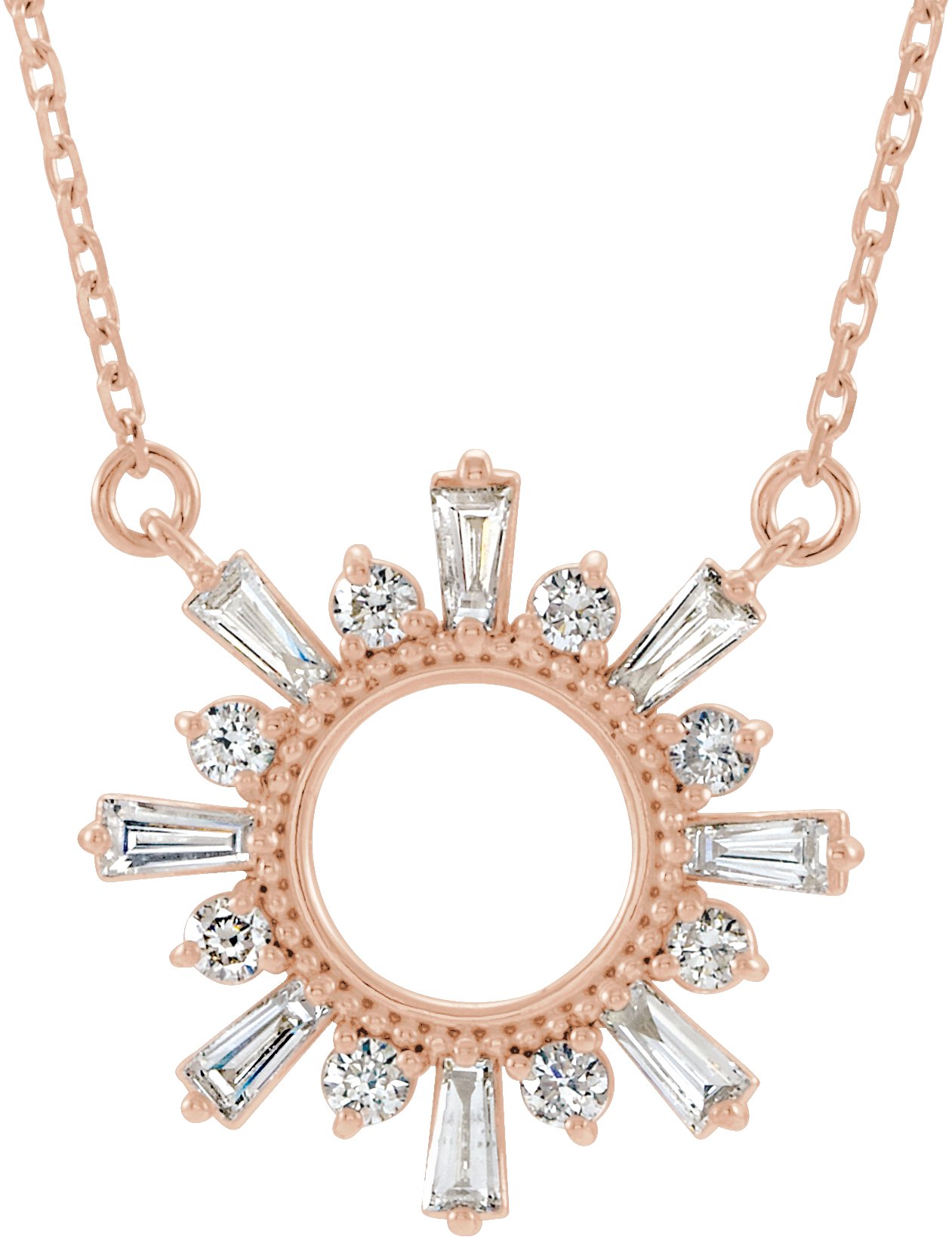 14K Rose 3/8 CTW Natural Diamond Circle 18" Necklace