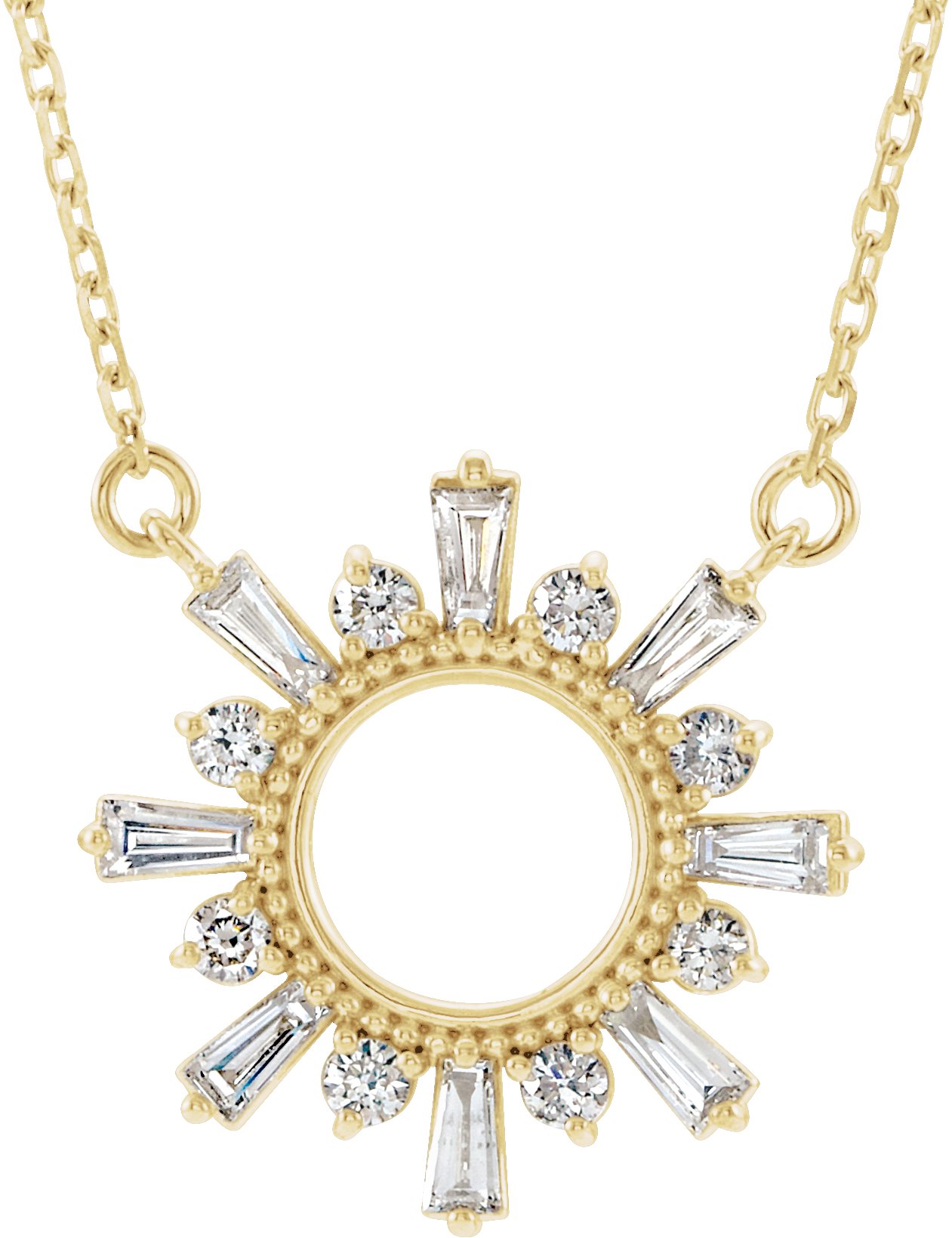 14K Yellow 3/8 CTW Diamond Circle 16" Necklace