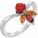 14K White Natural Mexican Fire Opal, Natural Mozambique Garnet & Natural Citrine Ring