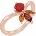 14K Rose Natural Mexican Fire Opal, Natural Mozambique Garnet & Natural Citrine Ring