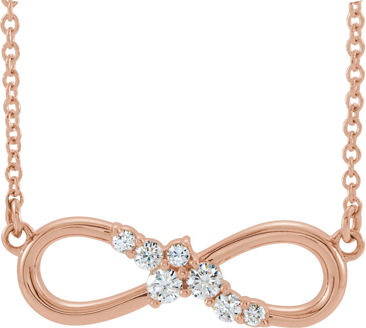 14K Rose 1/8 CTW Diamond Infinity-Inspired Bar 16" Necklace