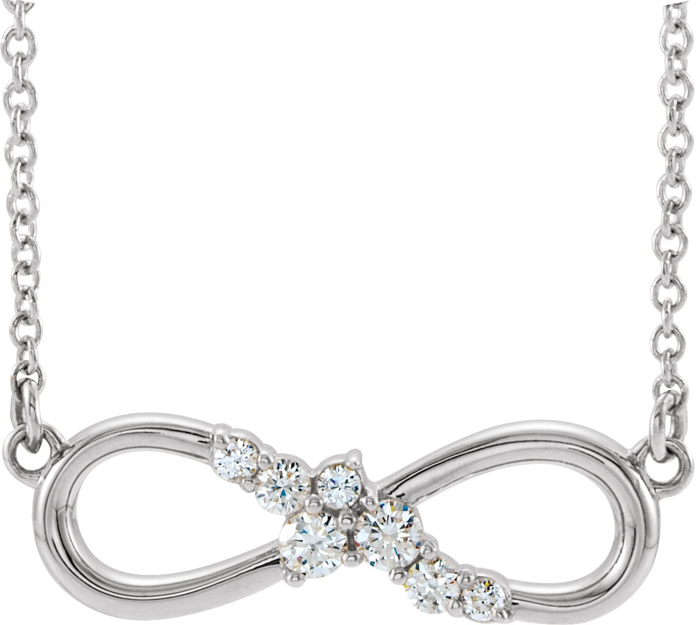 14K White 1/8 CTW Natural Diamond Infinity-Inspired Bar 16" Necklace