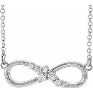 14K White 1/8 CTW Natural Diamond Infinity-Inspired Bar 18" Necklace