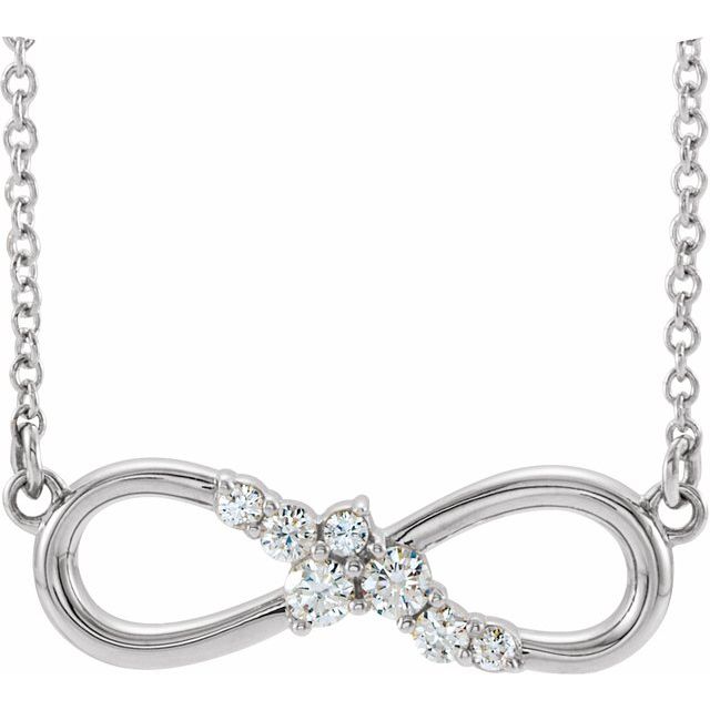 14K White 1/8 CTW Diamond Infinity-Inspired Bar 18" Necklace