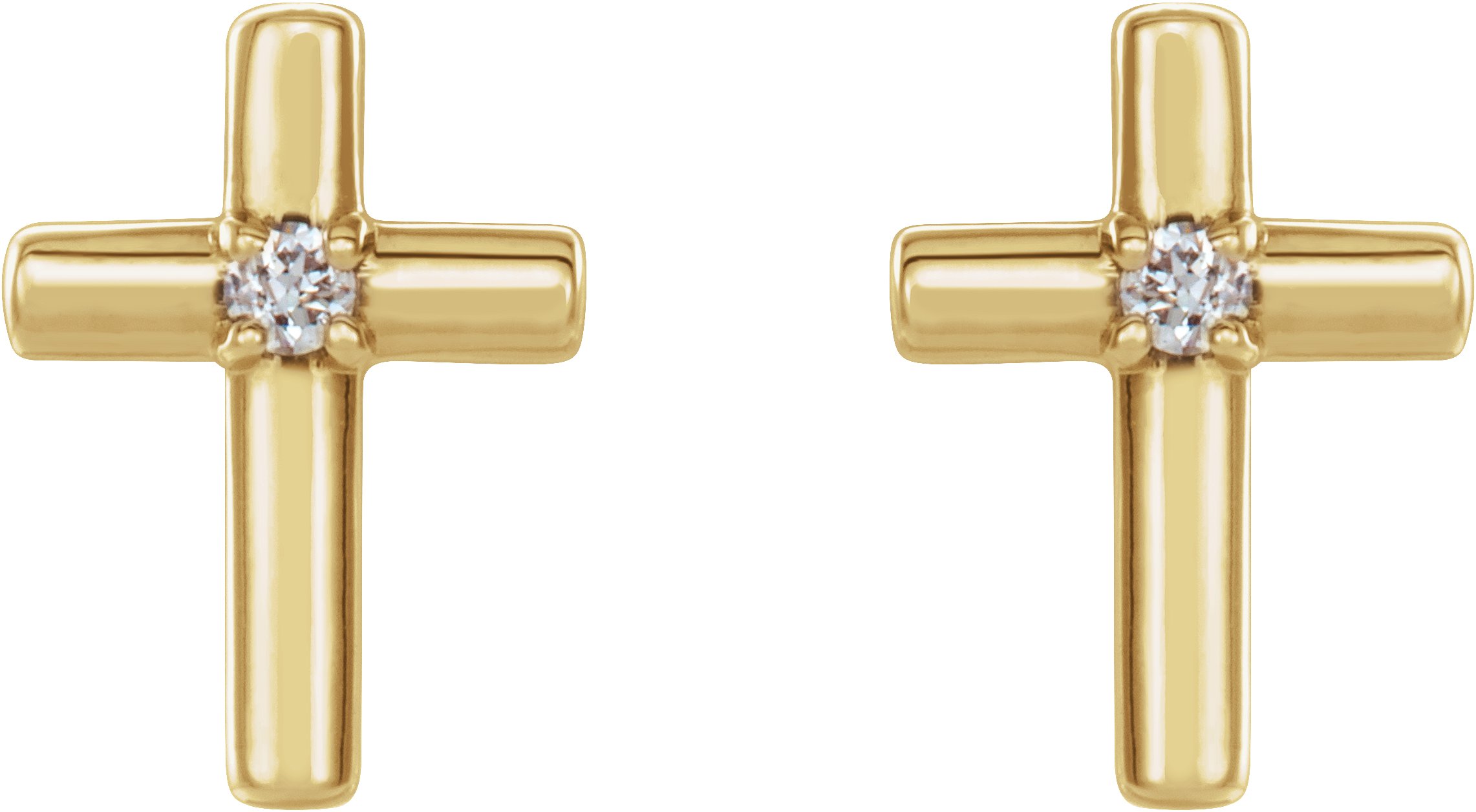 14K Yellow .01 CTW Natural Diamond Cross Earrings 