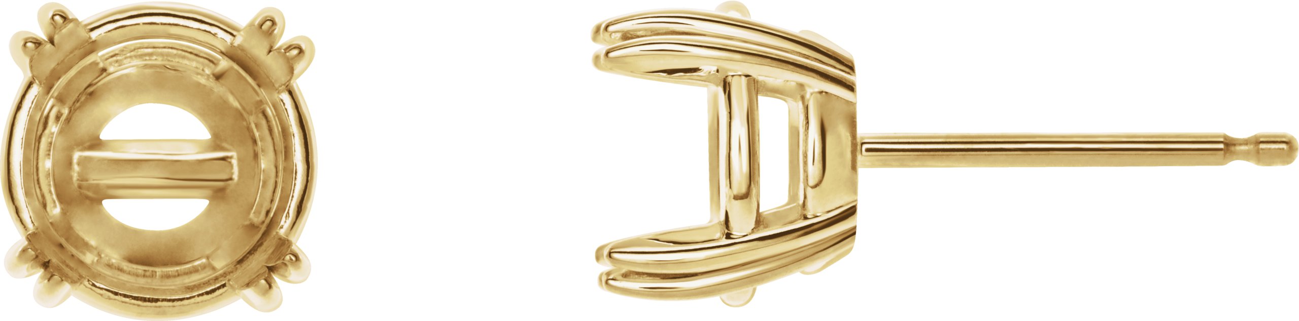 Round Double-Claw Stud Earrings