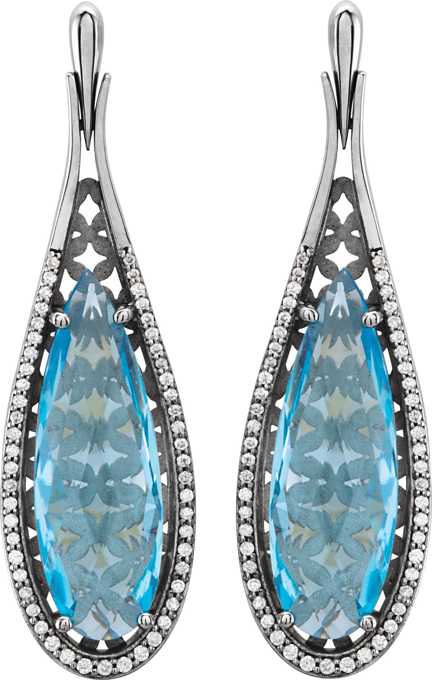 14K White Sky Blue Topaz and .33 CTW Diamond Earrings Ref 4977005