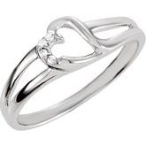Sterling Silver Cubic Zirconia Heart Ring Size 6