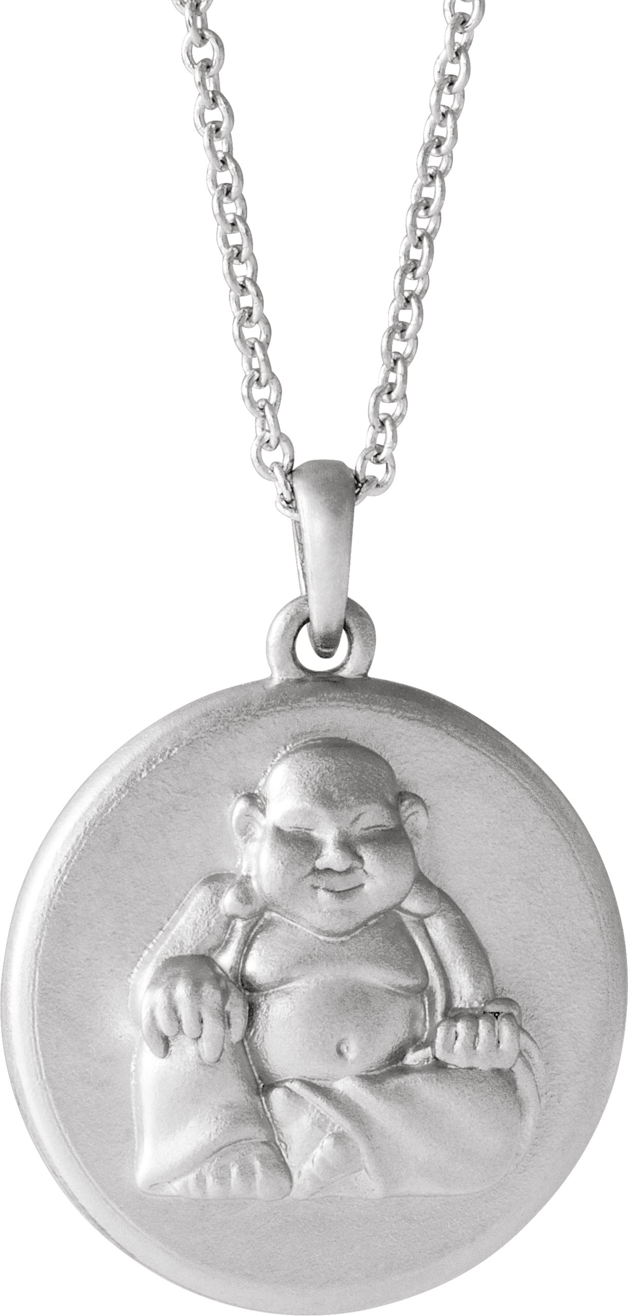 14K White Buddha 16-18" Necklace  