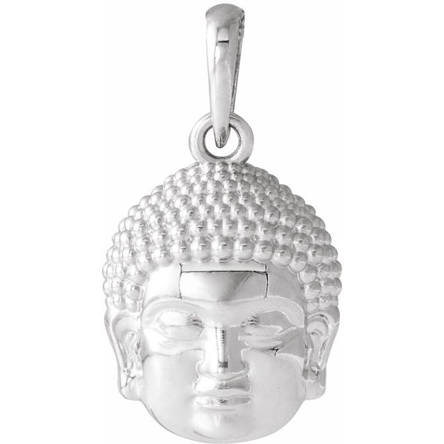 14K White 14.7x10.5 mm Meditation Buddha Pendant