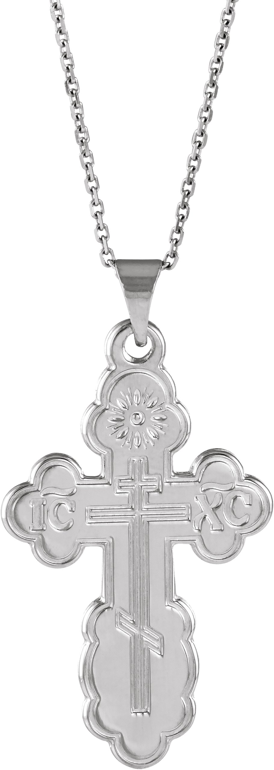 Sterling Silver 19x13 mm Orthodox Cross 18" Necklace