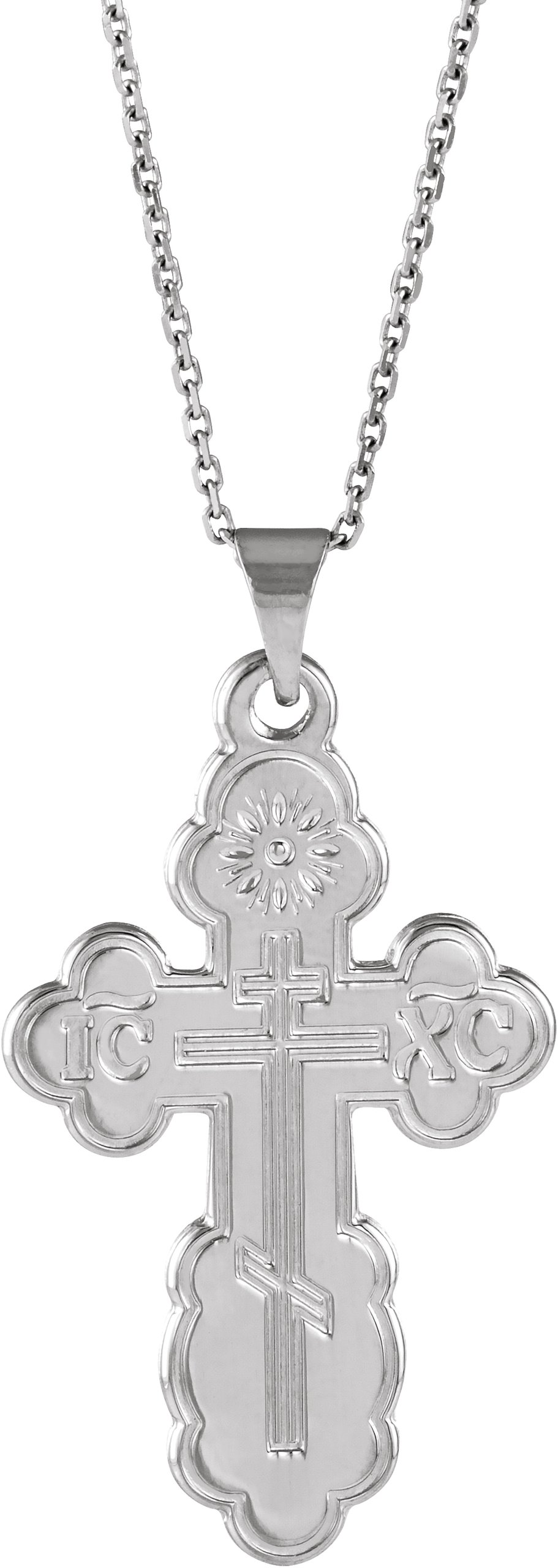 Sterling Silver 26x17 mm Orthodox Cross 18" Necklace