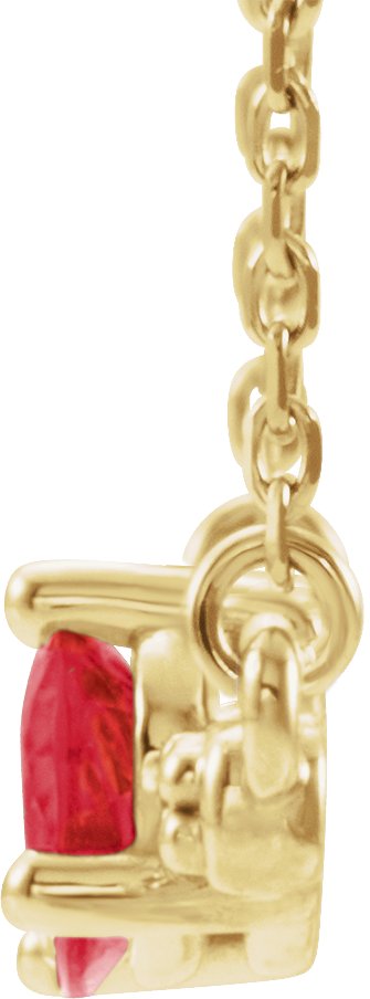 14K Yellow Chatham® Lab-Created Ruby & 1/10 CTW Diamond Bar 18" Necklace