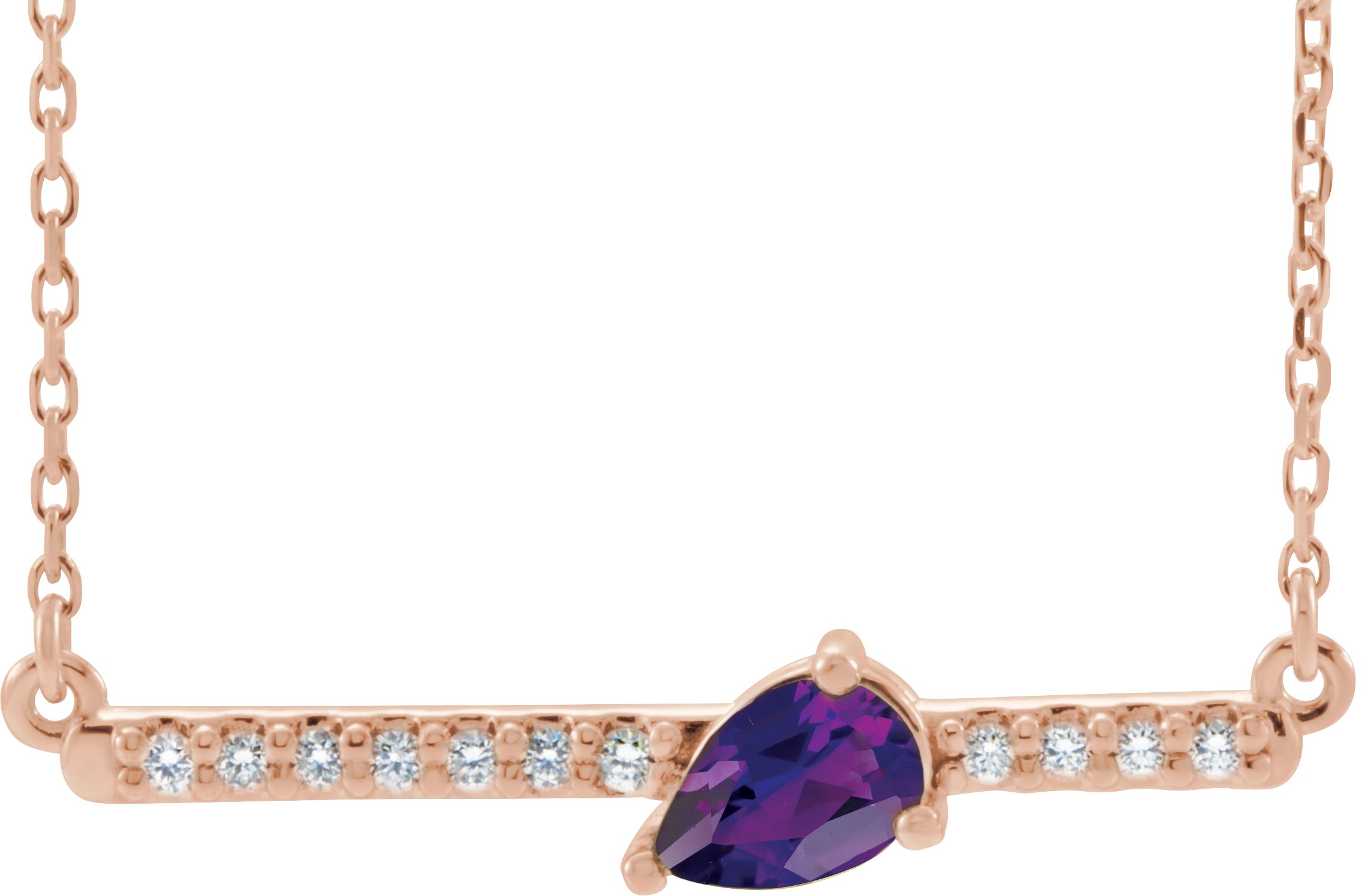 14K Rose Amethyst & 1/10 CTW Diamond 18" Necklace  