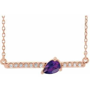 14K Rose Amethyst & 1/10 CTW Diamond 18" Necklace  