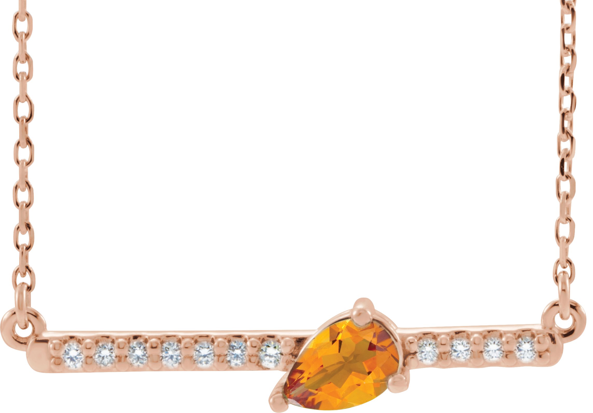 14K Rose Natural Citrine & 1/10 CTW Natural Diamond 18" Necklace