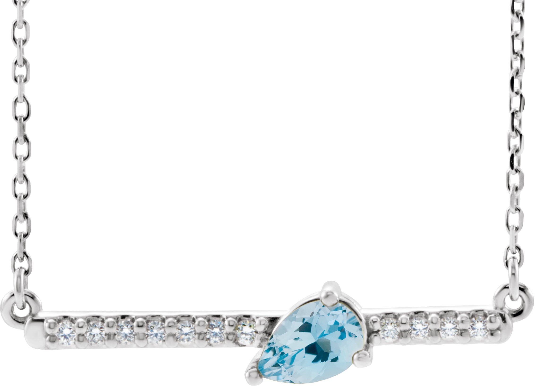 14K White Aquamarine & 1/10 CTW Diamond 16" Necklace      