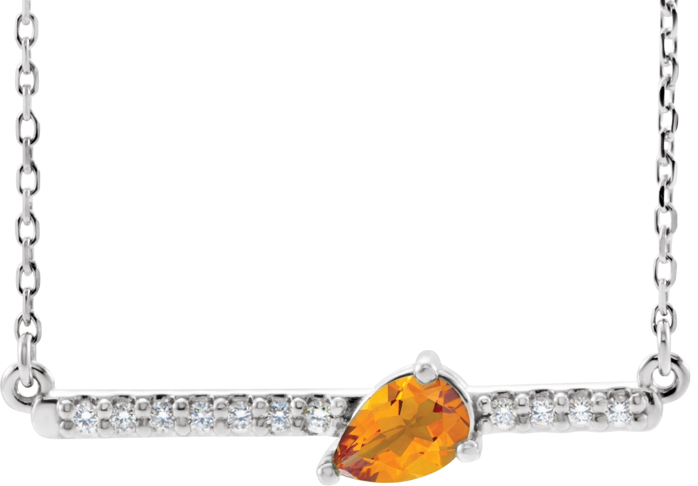 14K White Citrine & 1/10 CTW Diamond 16" Necklace             