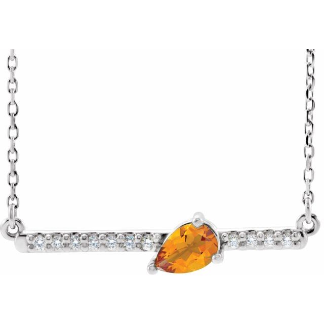 Sterling Silver Natural Citrine & 1/10 CTW Natural Diamond 18