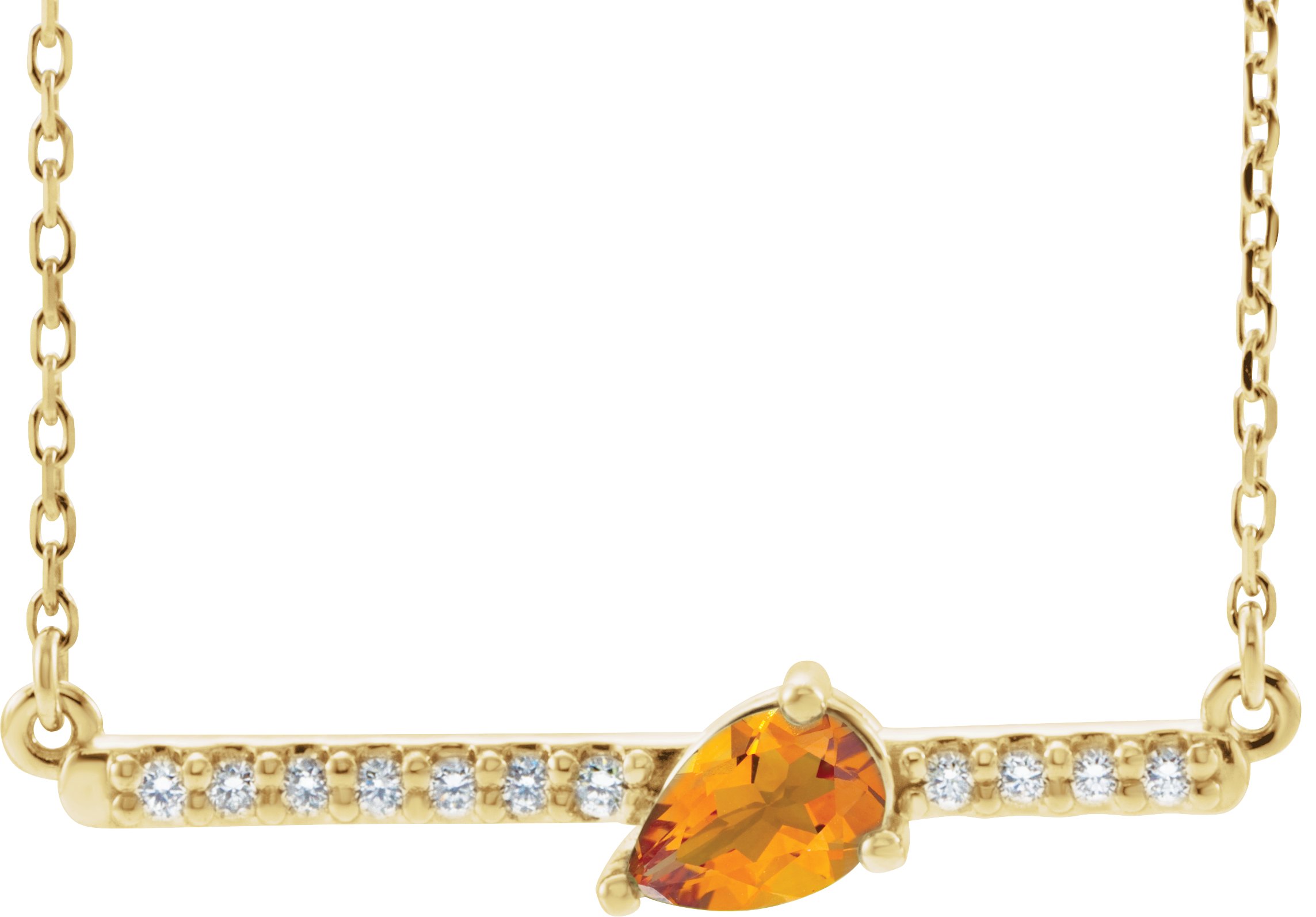 14K Yellow Natural Citrine & 1/8 CTW Natural Diamond 18" Necklace