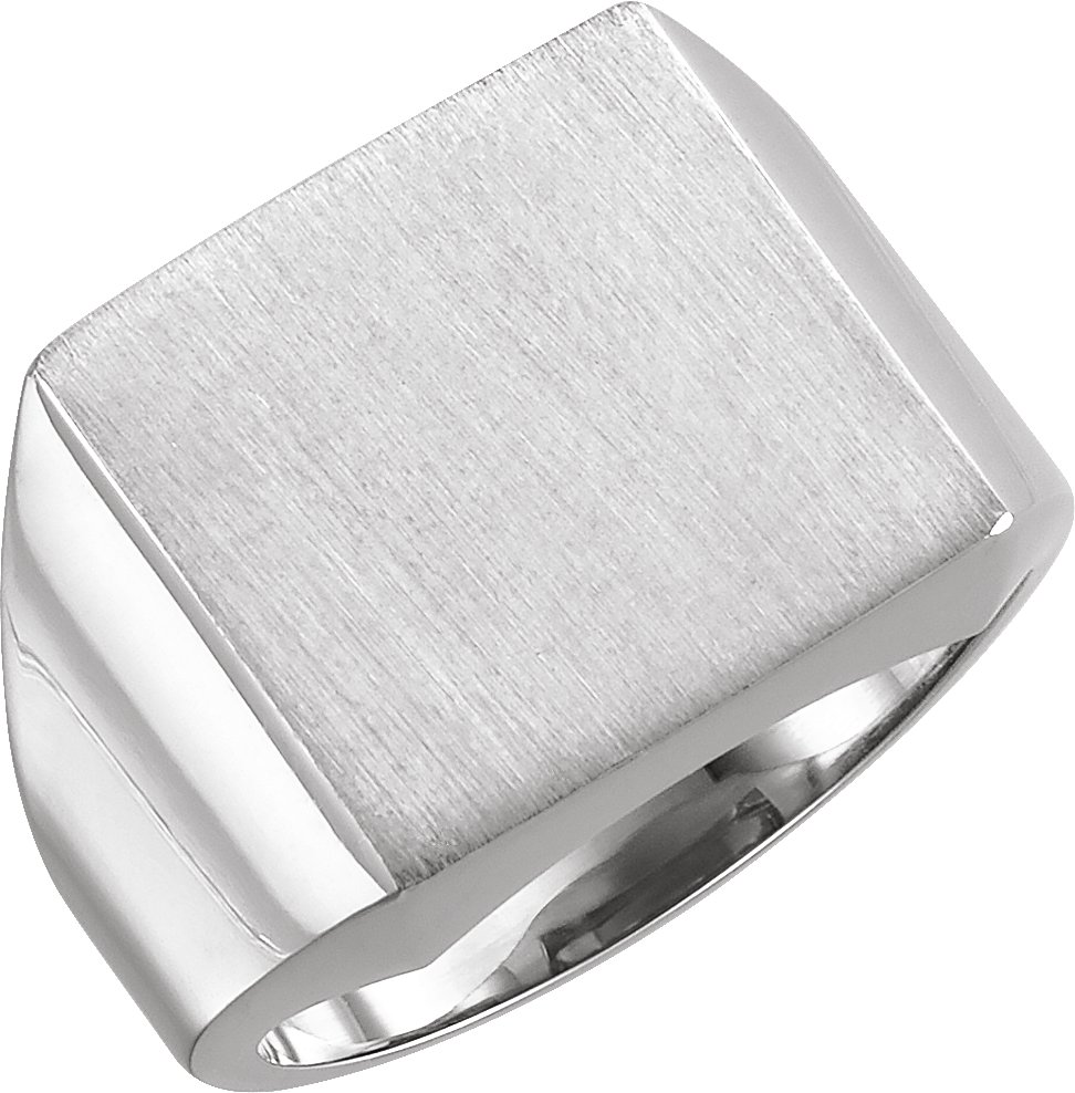 14K White 14 mm Square Signet Ring