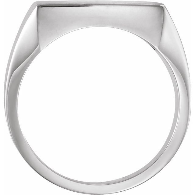 14K White 12 mm Square Signet Ring