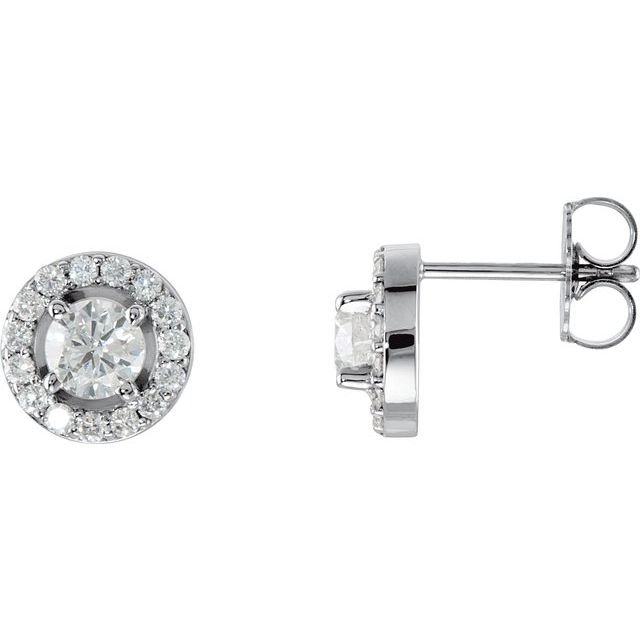 14K White 4.5 mm Round Forever One™ Lab-Grown Moissanite & 1/3 CTW Natural Diamond Earrings 